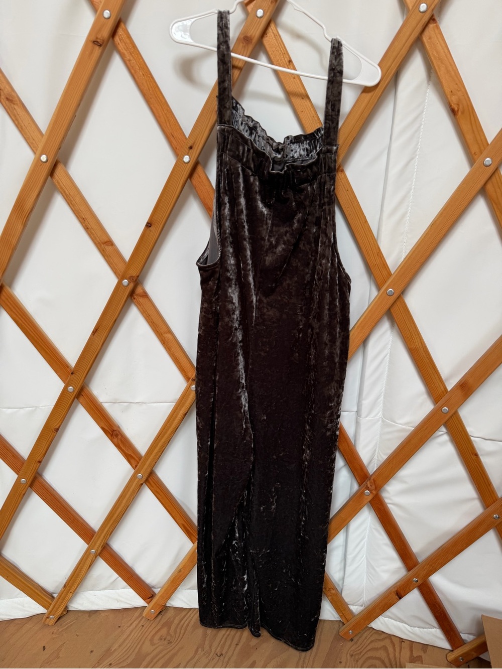 Suzanne Betro Silver Velvet Sleeveless Jumpsuit